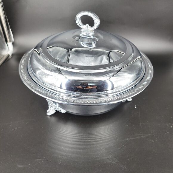 Forbes & Co Art Deco Footed Lidded Silver Plated Serving Dish c.1920-30s + Pyrex - Picture 3 of 12
